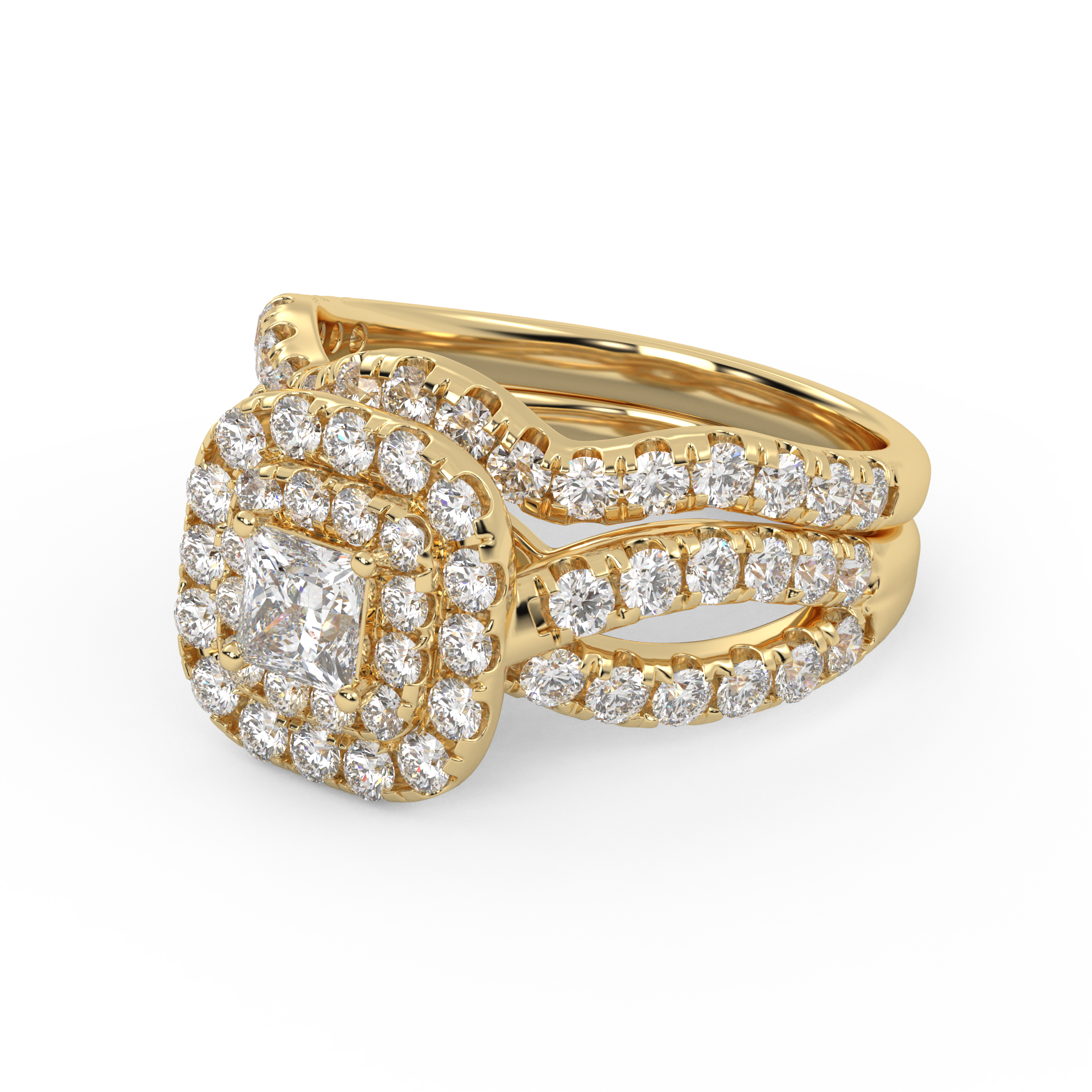 IGI Certified Infinity Shank Princess Cut Lab Diamond Bridal Set Ring