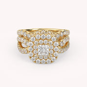 IGI Certified Infinity Shank Princess Cut Lab Diamond Bridal Set Ring