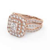 IGI Certified Infinity Shank Princess Cut Lab Diamond Bridal Set Ring