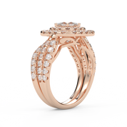 IGI Certified Infinity Shank Princess Cut Lab Diamond Bridal Set Ring
