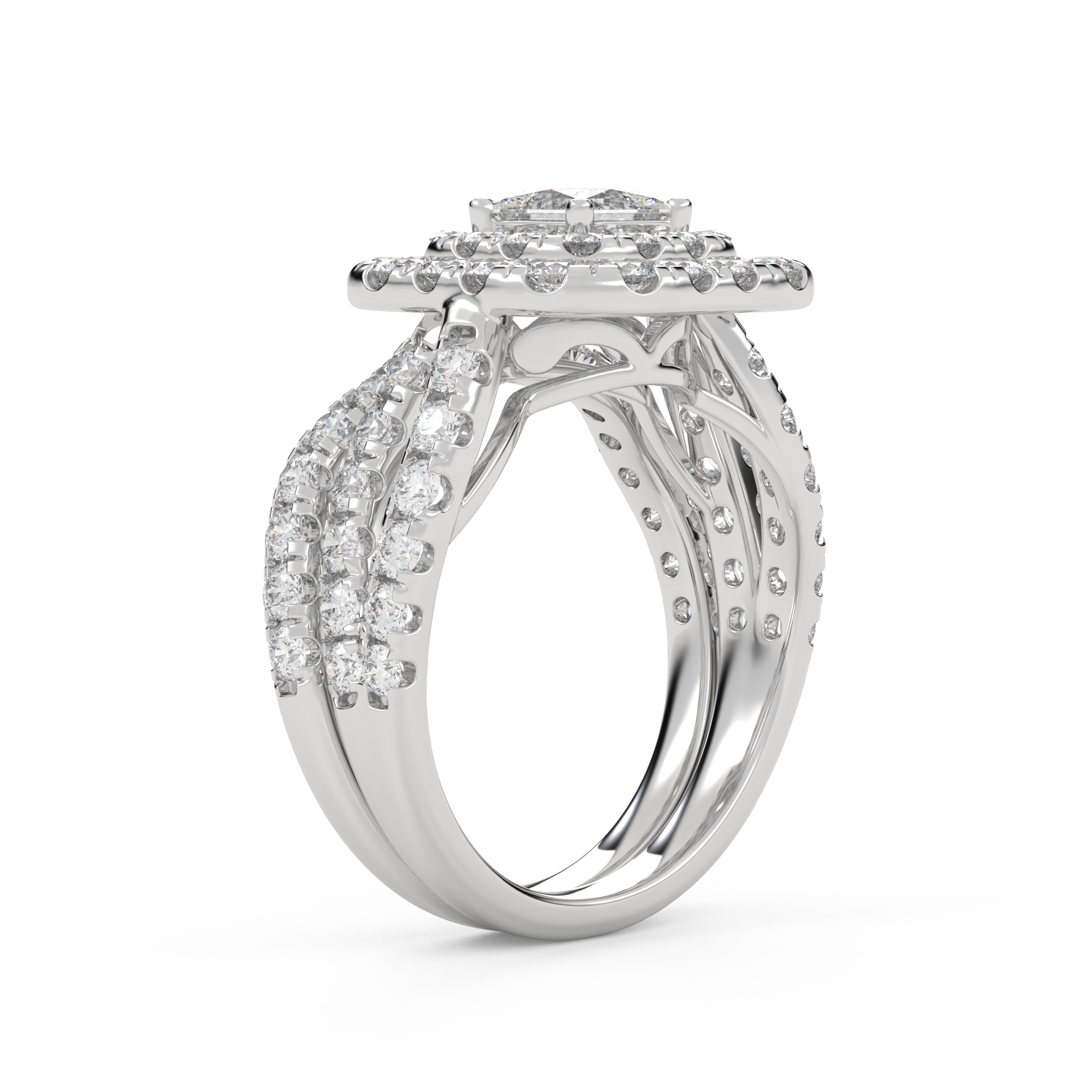 IGI Certified Infinity Shank Princess Cut Lab Diamond Bridal Set Ring