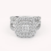 IGI Certified Infinity Shank Princess Cut Lab Diamond Bridal Set Ring