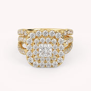 IGI Certified Infinity Shank Princess Cut Lab Diamond Bridal Set Ring