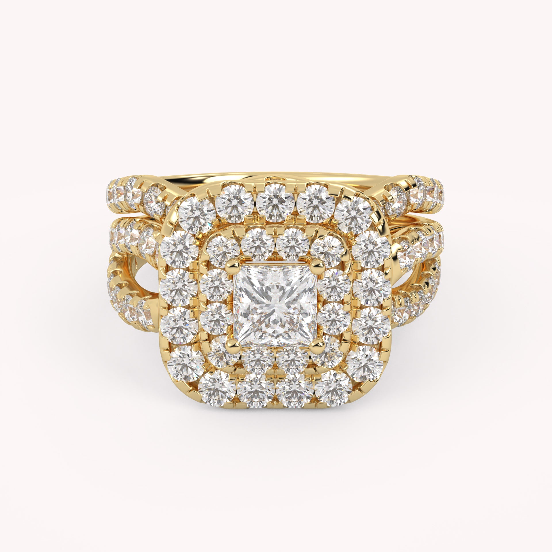 IGI Certified Infinity Shank Princess Cut Lab Diamond Bridal Set Ring