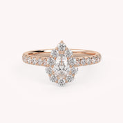 IGI Certified Teardrop Half Eternity Halo Solitaire Engagement Rings for Women
