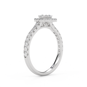 IGI Certified Teardrop Half Eternity Halo Solitaire Engagement Rings for Women