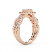 IGI Certified Twisted Infinity Halo Bridal Set Ring