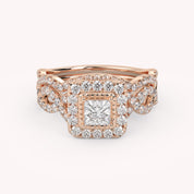 IGI Certified Twisted Infinity Halo Bridal Set Ring