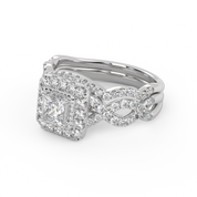IGI Certified Twisted Infinity Halo Bridal Set Ring