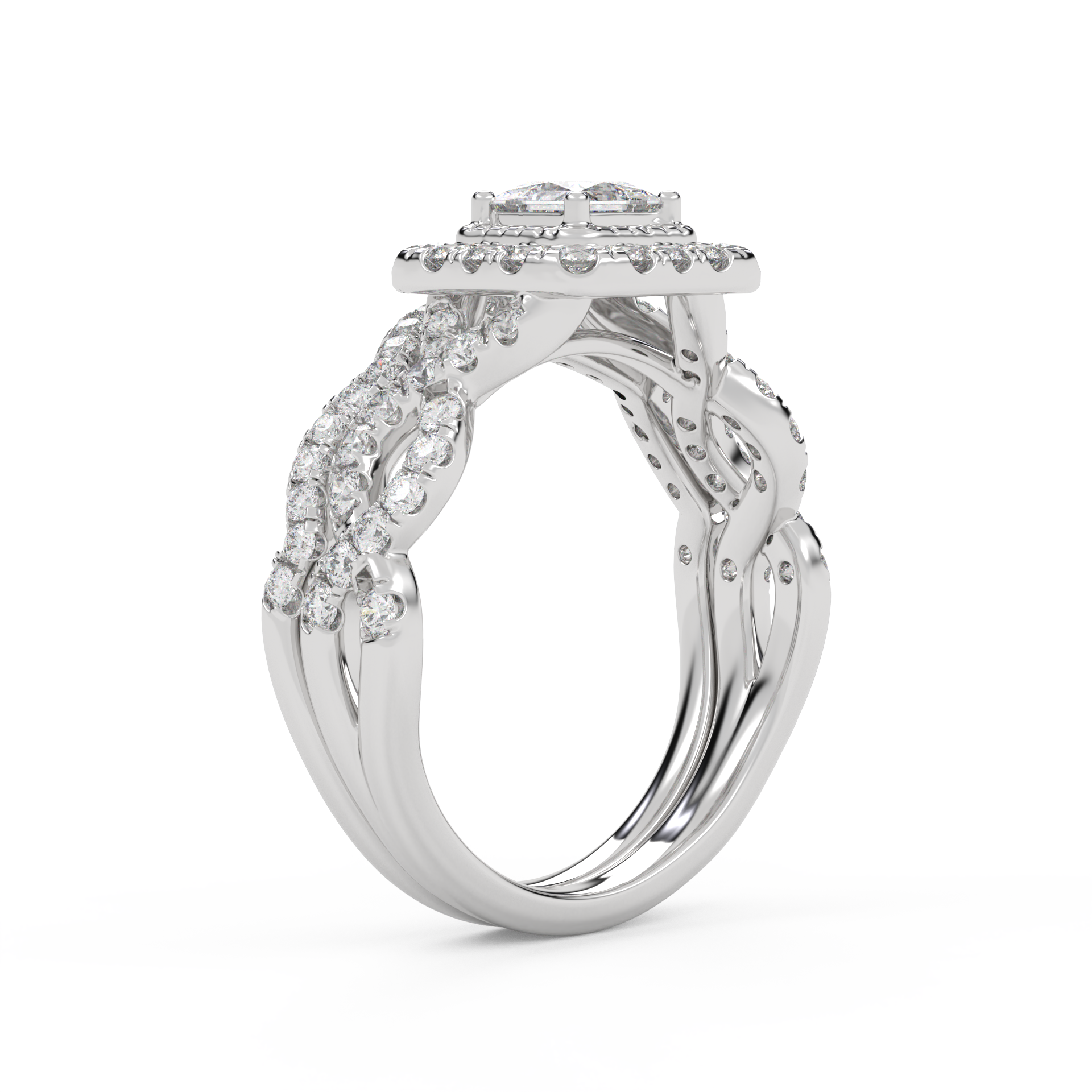 IGI Certified Twisted Infinity Halo Bridal Set Ring