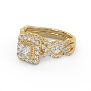 IGI Certified Twisted Infinity Halo Bridal Set Ring