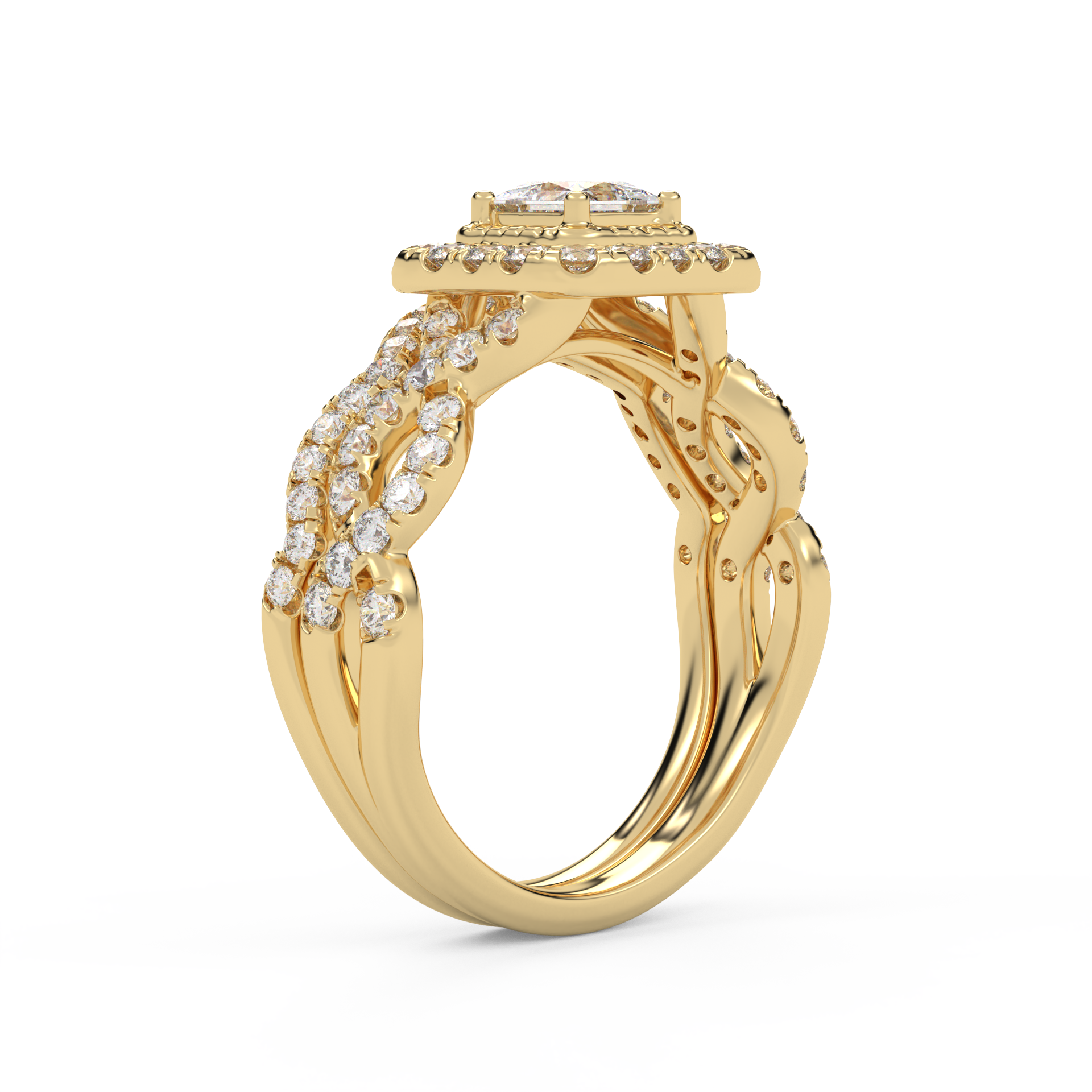 IGI Certified Twisted Infinity Halo Bridal Set Ring