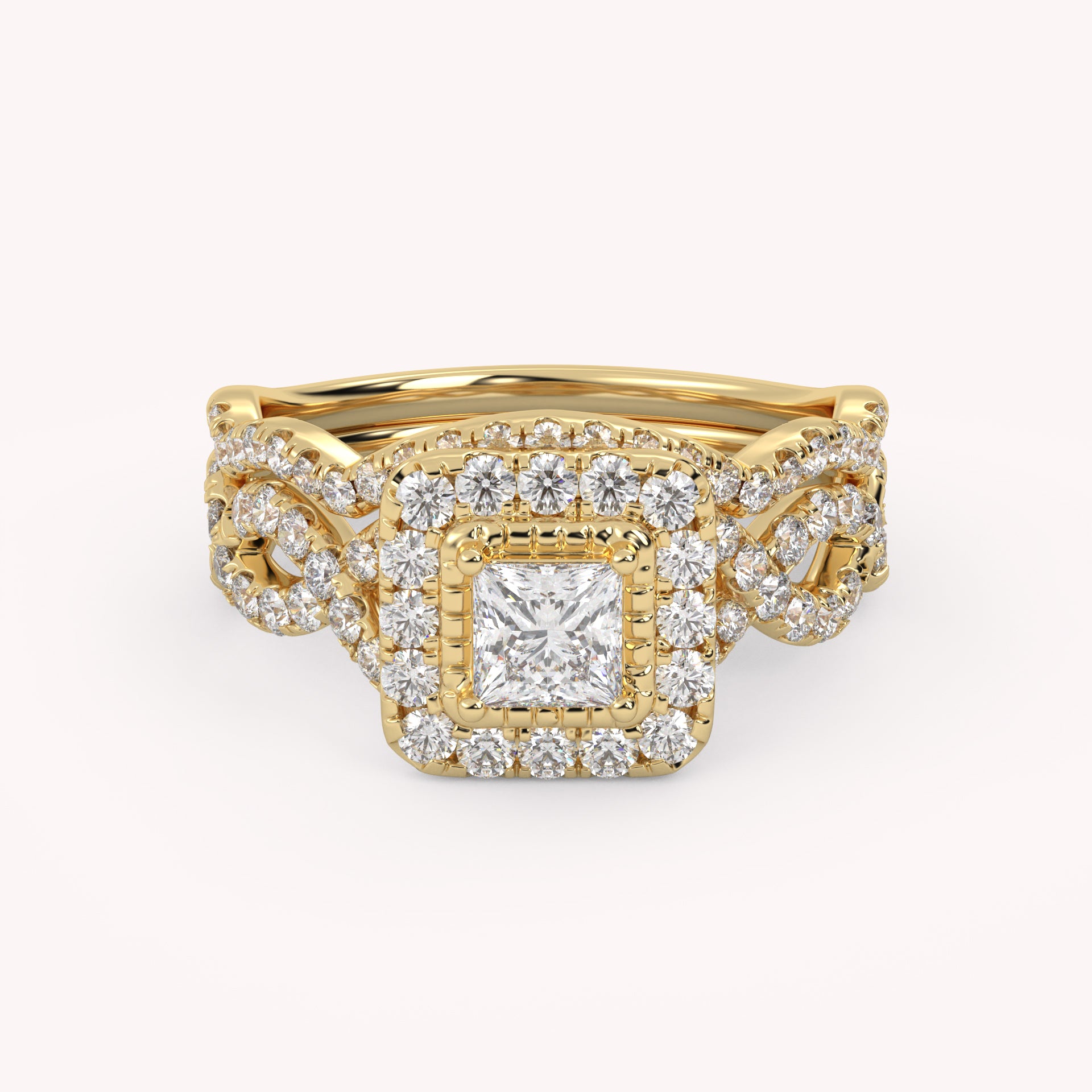 IGI Certified Twisted Infinity Halo Bridal Set Ring