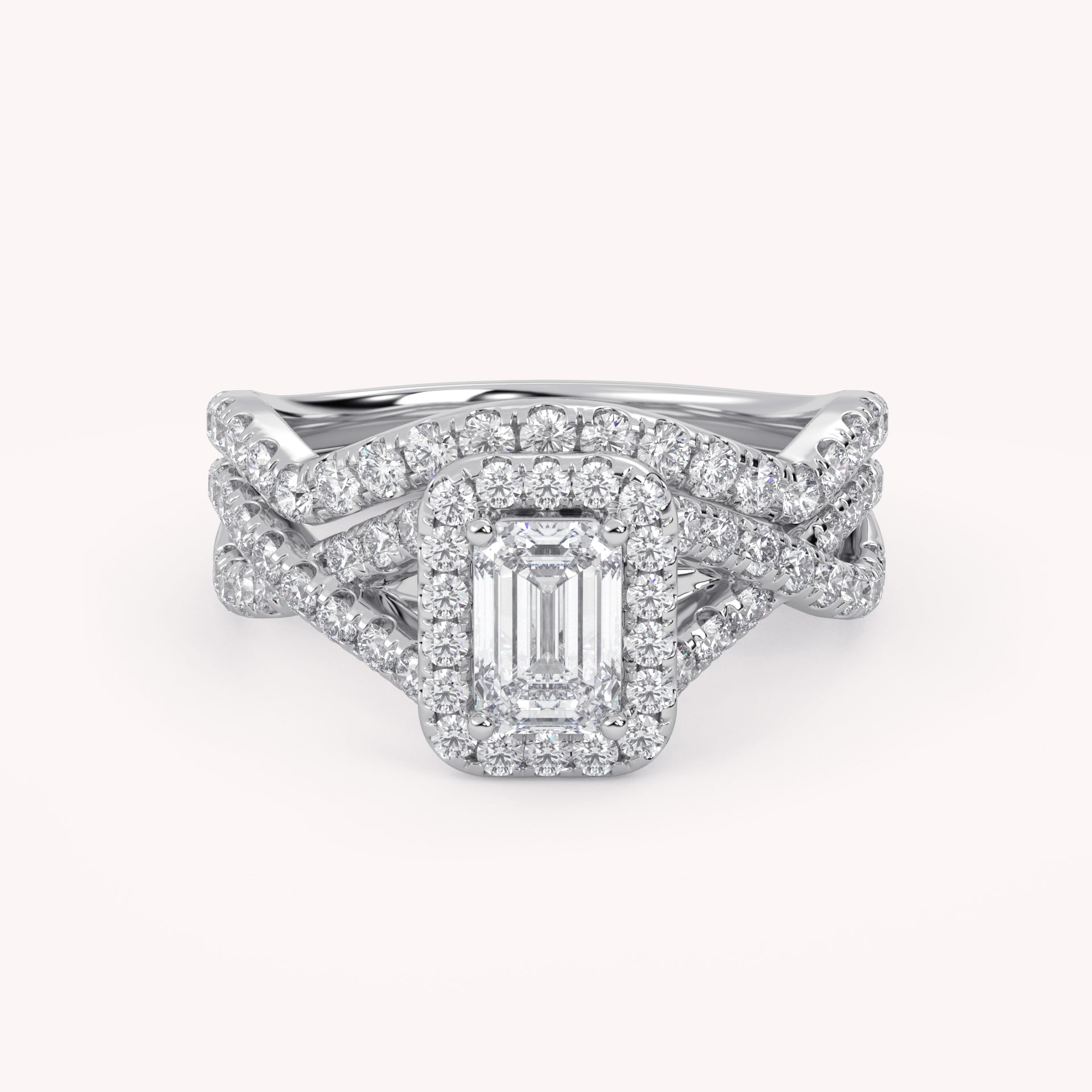IGI Certified 1.40 Ct Emerald & Round Lab Diamond Engagement Ring