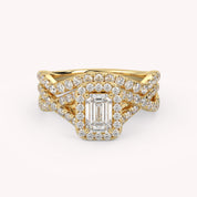 IGI Certified 1.40 Ct Emerald & Round Lab Diamond Engagement Ring