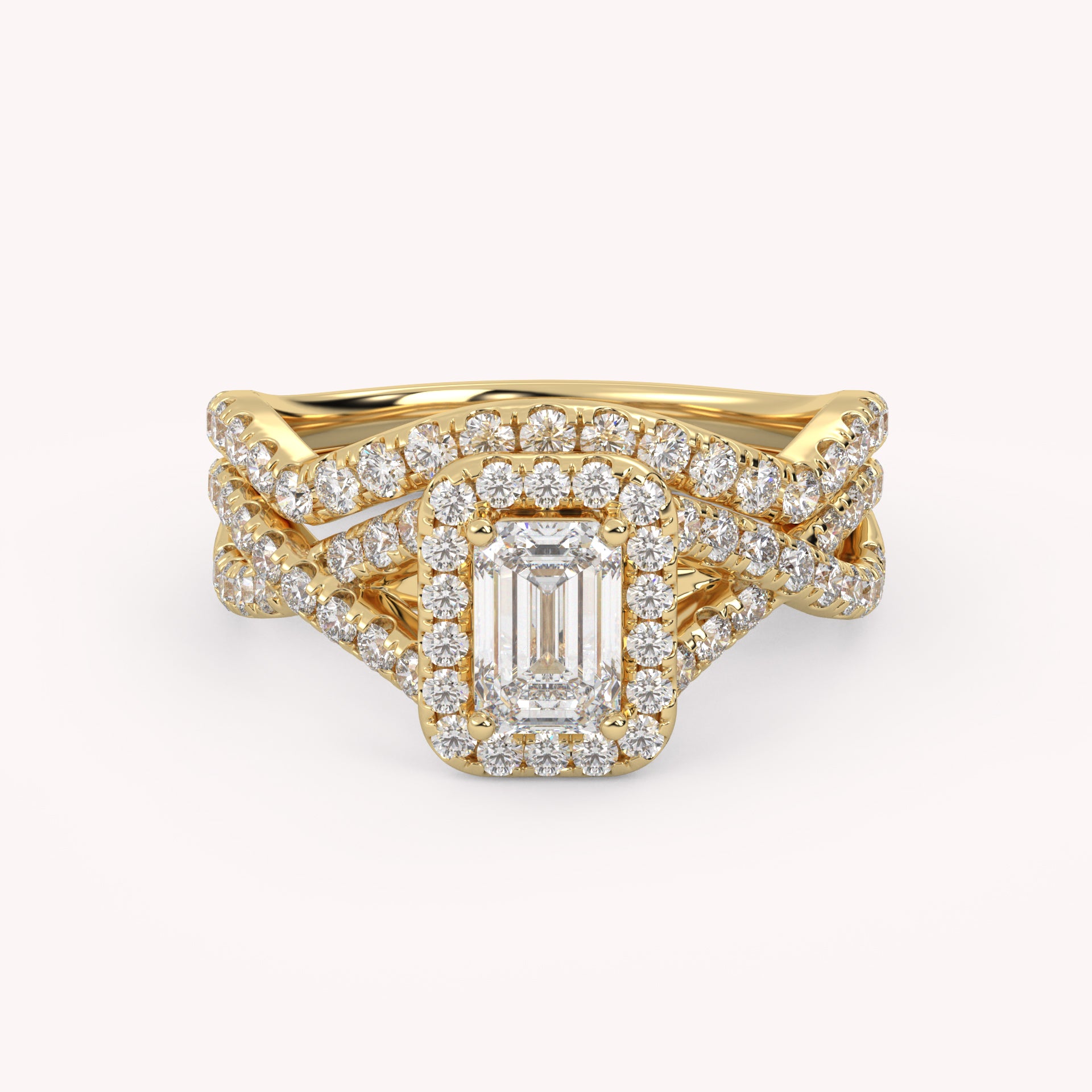 IGI Certified 1.40 Ct Emerald & Round Lab Diamond Engagement Ring