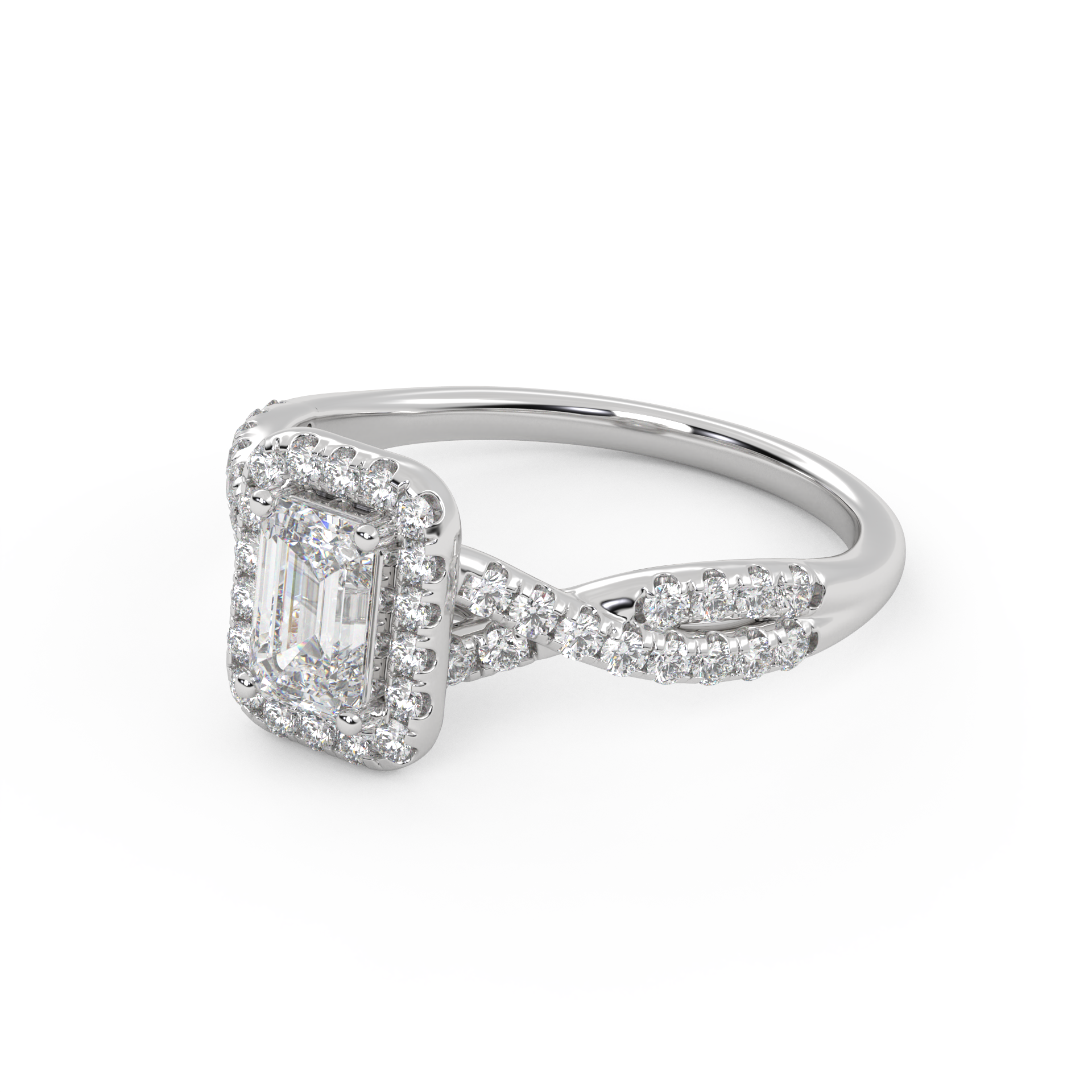 IGI Certified 1.40 Ct Emerald & Round Lab Diamond Engagement Ring