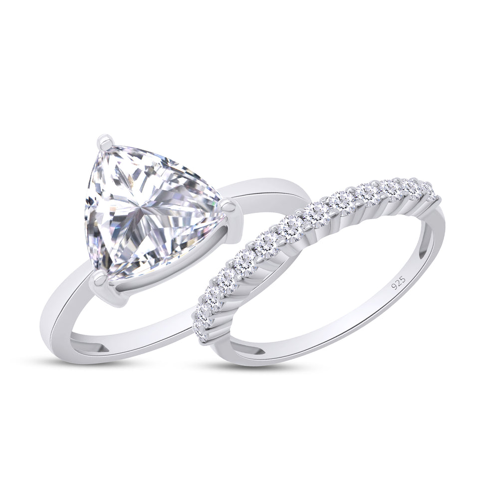 
                      
                        2 Carat 8MM Trillion-Cut Lab Created Moissanite Diamond Solitaire Ring With Band Gift In 925 Sterling Silver
                      
                    