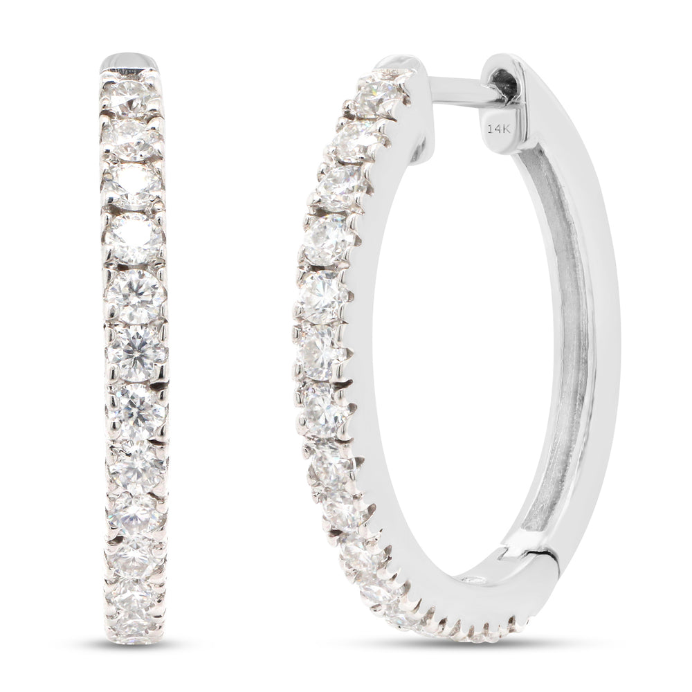 1 1/10 ct. t.w Round Cut Lab Created Moissanite Diamond Hoop Earrings In 10K Or 14K Solid Gold (1.10 Cttw)