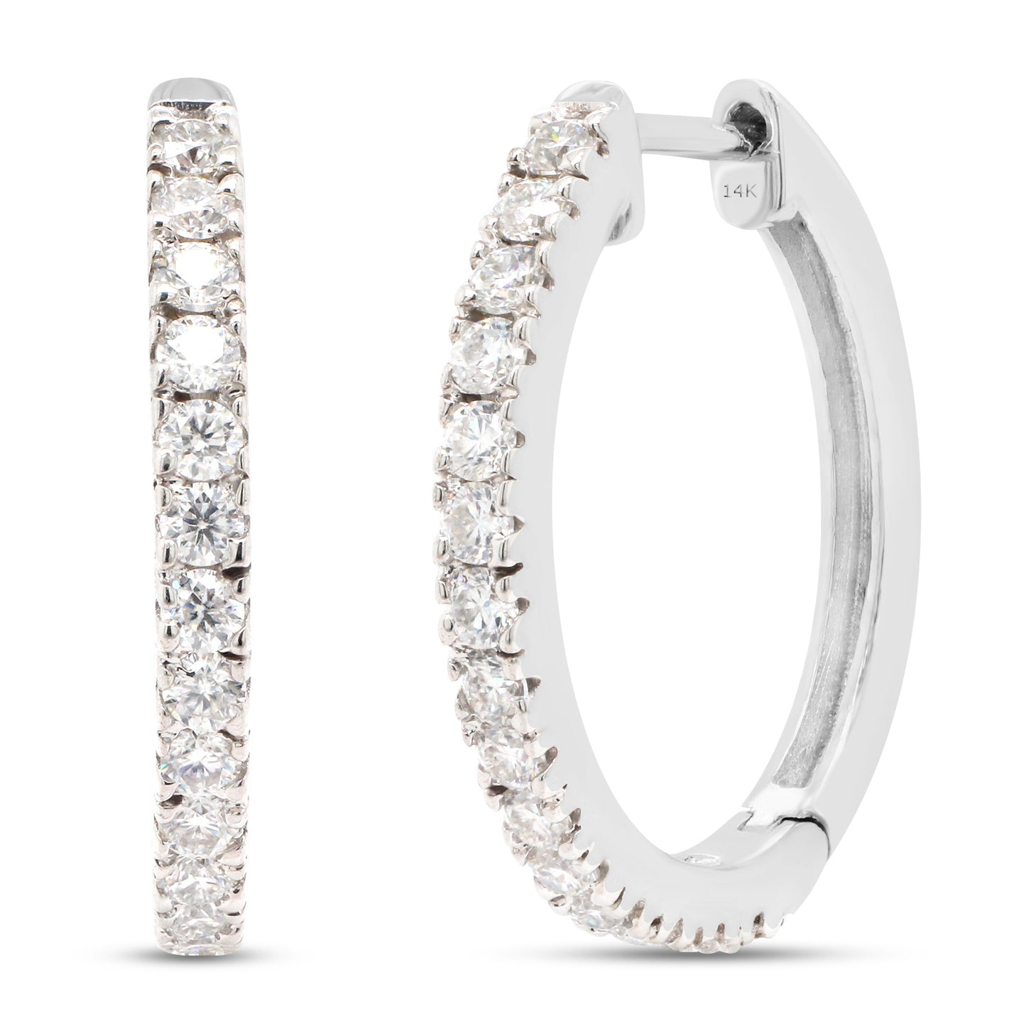 1 1/10 ct. t.w Round Cut Lab Created Moissanite Diamond Hoop Earrings In 10K Or 14K Solid Gold (1.10 Cttw)