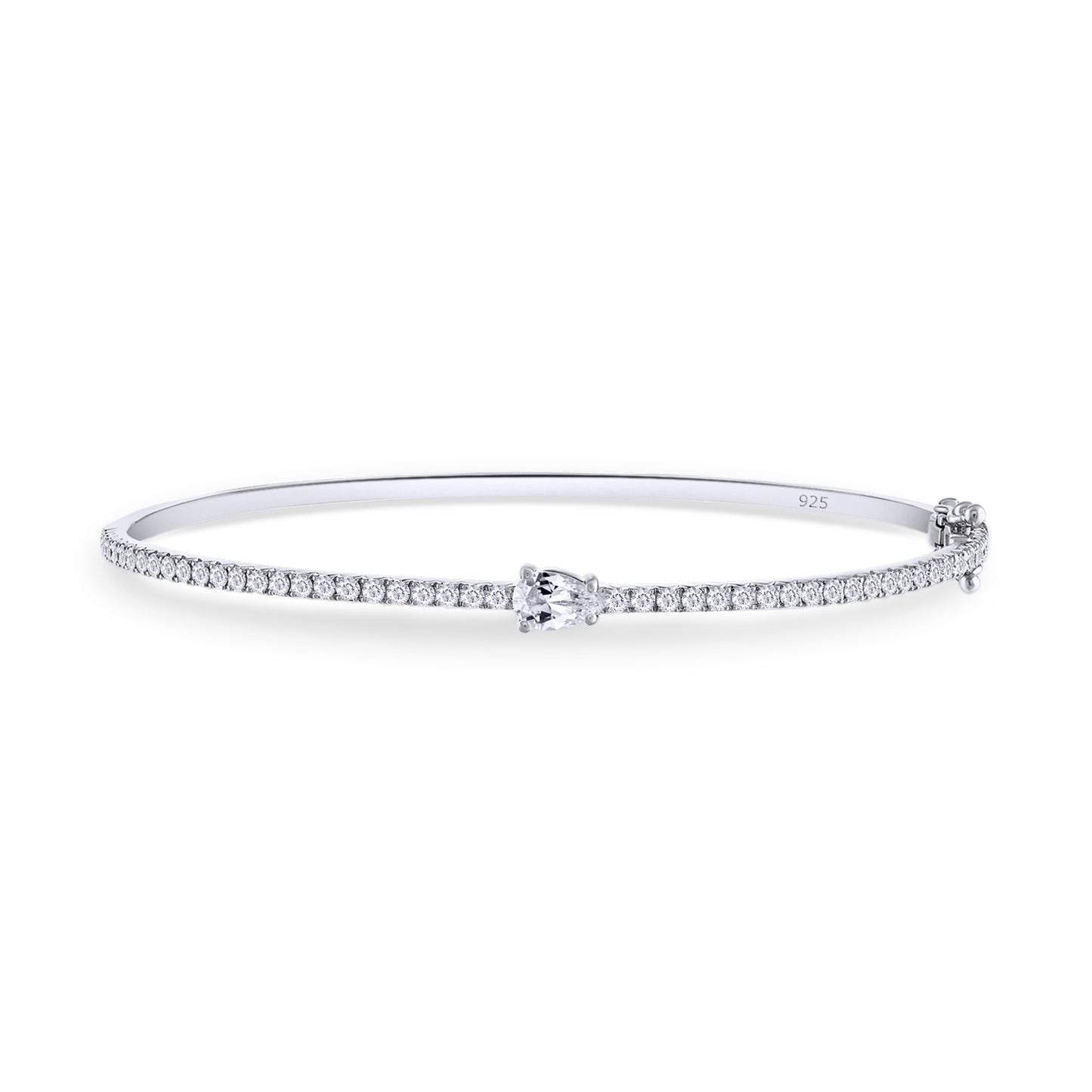 Load image into Gallery viewer, 1 Carat Pear &amp;amp; Round Cut Lab Created Moissanite Diamond Tennis Bangle Bracelet In 925 Sterling Silver
