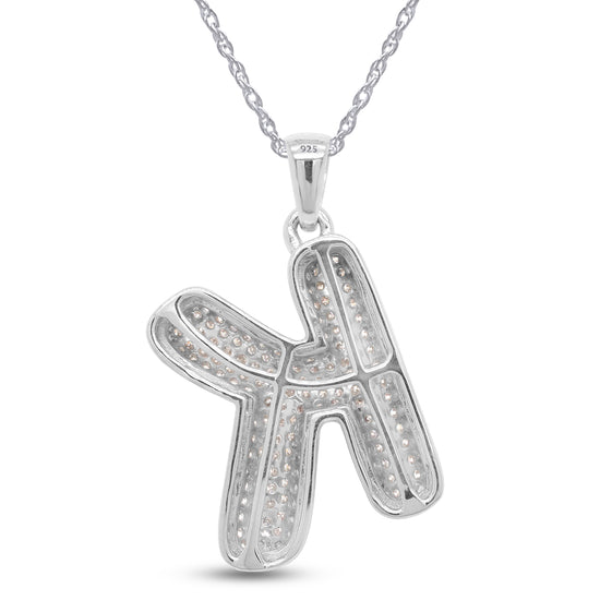 1.20 Carat Round Lab Created Moissanite Diamond Initial "K" Pendant Necklace In 925 Sterling Silver