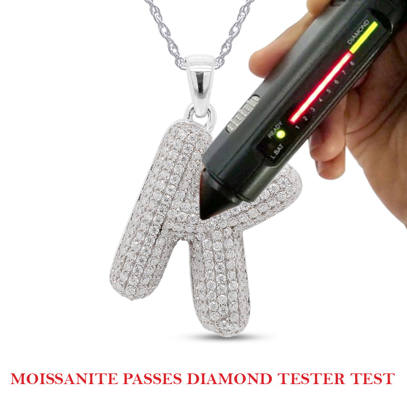 Load image into Gallery viewer, 1.20 Carat Round Lab Created Moissanite Diamond Initial &amp;quot;K&amp;quot; Pendant Necklace In 925 Sterling Silver
