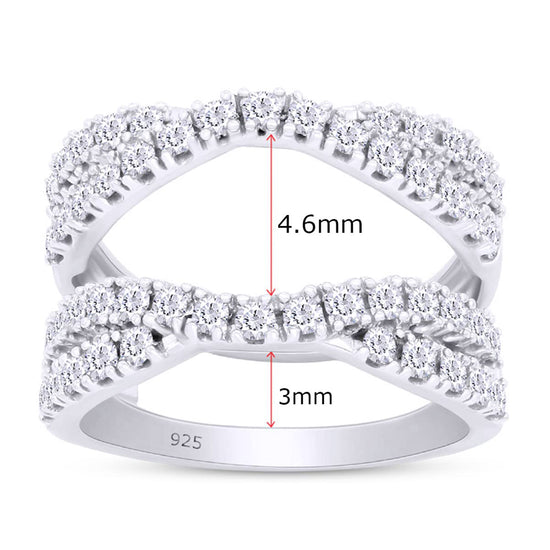 Load image into Gallery viewer, Round Cut White Cubic Zirconia Double Infinity Wedding Ring Guard Enhancer In 925 Sterling Silver
