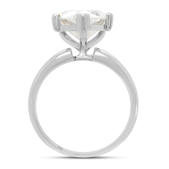 3.17 Carat Heart Shape Lab Created Moissanite Diamond Solitaire Promise Ring In 925 Sterling Silver