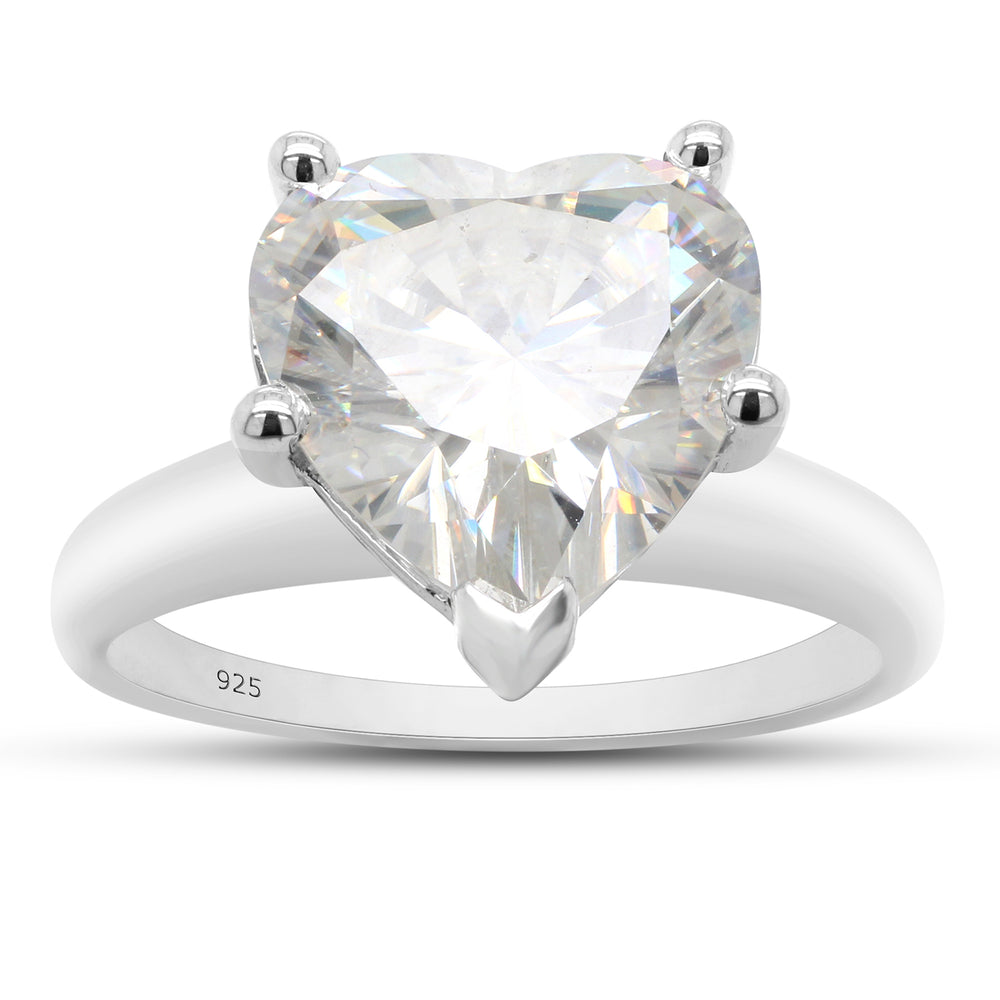 3.17 Carat Heart Shape Lab Created Moissanite Diamond Solitaire Promise Ring In 925 Sterling Silver