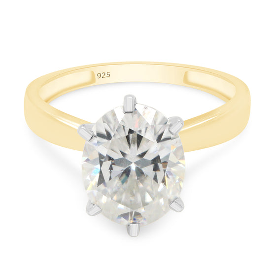 2.40 Carat Oval Cut Lab Created Moissanite Diamond Solitaire Engagement Ring In 925 Sterling Silver