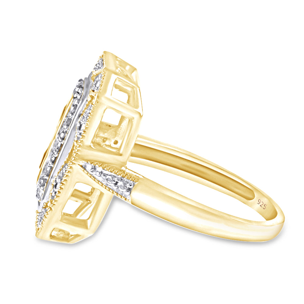 
                      
                        0.30 Carat Princess Cut Simulated Blue Sapphire & Lab Created Moissanite Diamond Two Tone Ring In 925 Sterling Silver
                      
                    