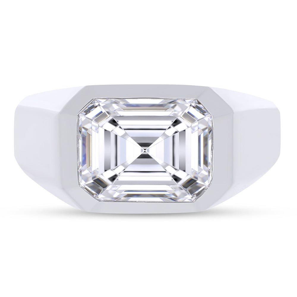 
                      
                        3.25 Carat 10X8MM Emerald Cut Lab Created Moissanite Diamond Bezel Set Signet Engagement Ring For Men In 925 Sterling Silver
                      
                    