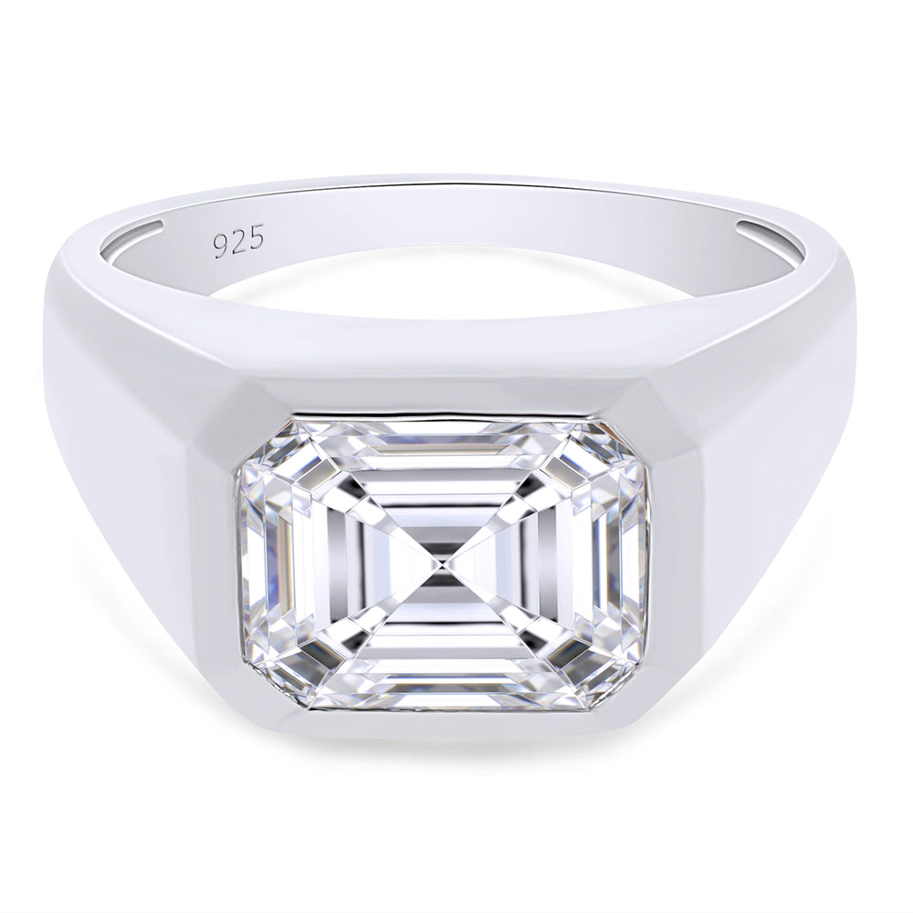 
                      
                        3.25 Carat 10X8MM Emerald Cut Lab Created Moissanite Diamond Bezel Set Signet Engagement Ring For Men In 925 Sterling Silver
                      
                    