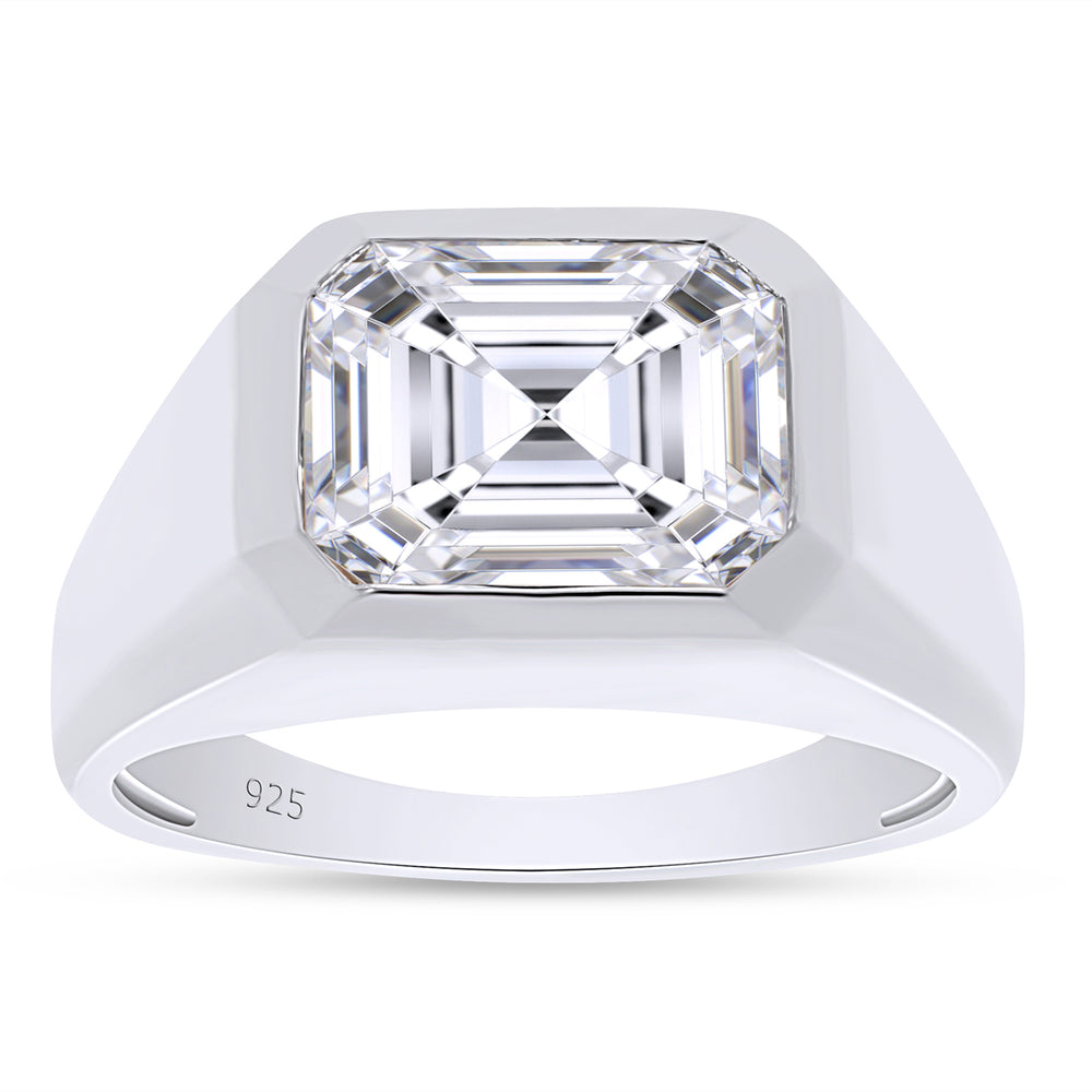 
                      
                        3.25 Carat 10X8MM Emerald Cut Lab Created Moissanite Diamond Bezel Set Signet Engagement Ring For Men In 925 Sterling Silver
                      
                    