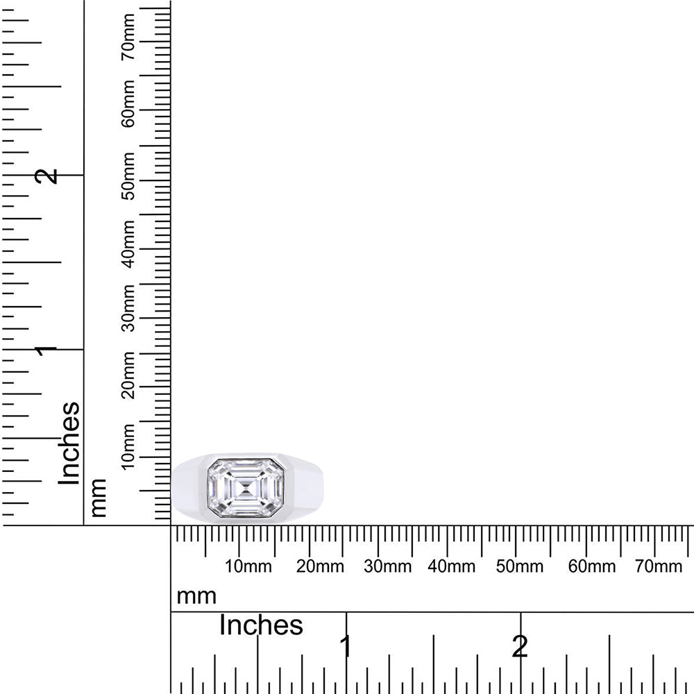 
                      
                        2 1/4 Carat 9X7MM Emerald Cut Lab Created Moissanite Diamond Bezel Set Signet Engagement Ring For Men In 925 Sterling Silver
                      
                    