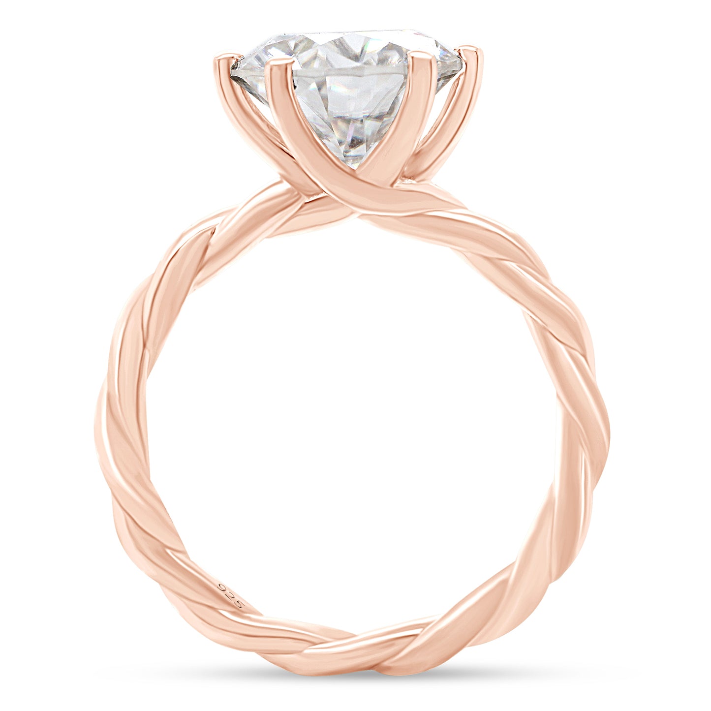 3 Carat 9.5MM Round Lab Created Moissanite Diamond Twisted Rope Knot Solitaire Engagement Ring In 925 Sterling Silver