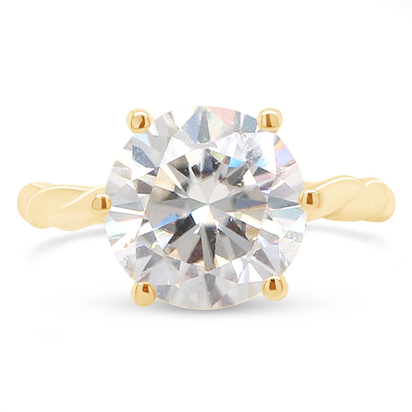 3 Carat 9.5MM Round Lab Created Moissanite Diamond Twisted Rope Knot Solitaire Engagement Ring In 925 Sterling Silver
