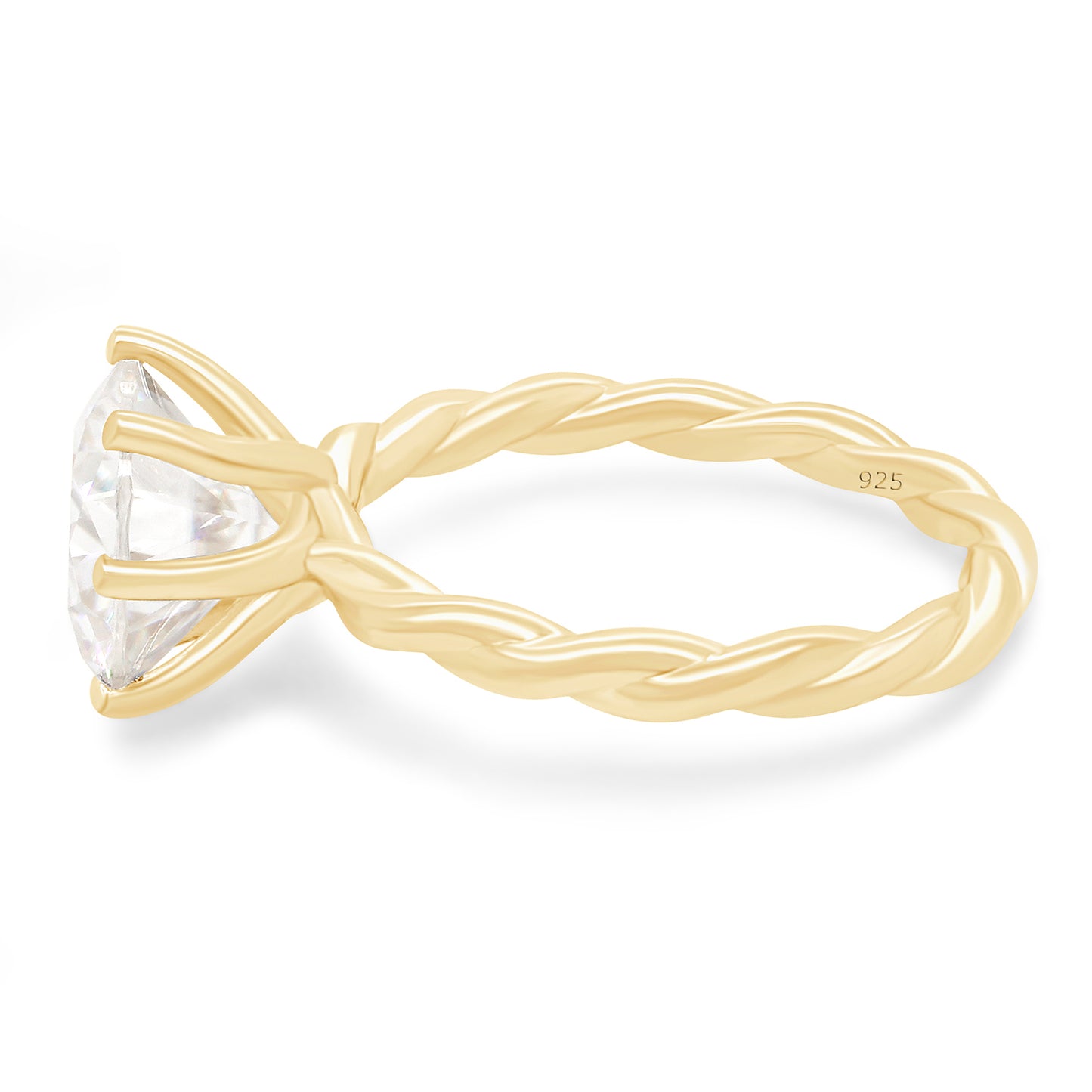 3 Carat 9.5MM Round Lab Created Moissanite Diamond Twisted Rope Knot Solitaire Engagement Ring In 925 Sterling Silver