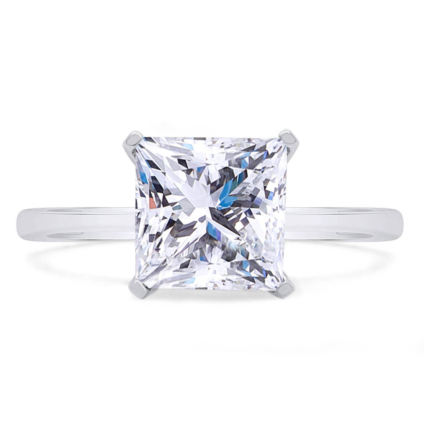 7MM Princess Cut Lab Created Moissanite Diamond Solitaire Engagement Ring In 925 Sterling Silver (1.80 Cttw)