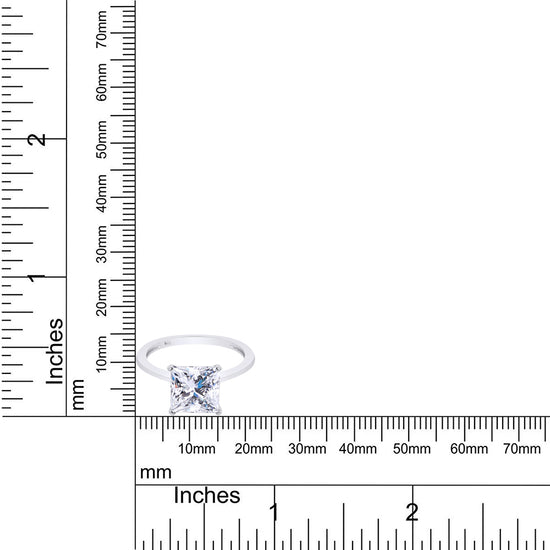 7MM Princess Cut Lab Created Moissanite Diamond Solitaire Engagement Ring In 925 Sterling Silver (1.80 Cttw)