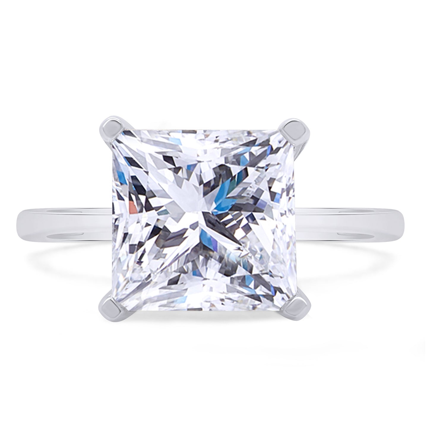 Load image into Gallery viewer, 8.5MM Princess Cut Lab Created Moissanite Diamond Solitaire Engagement Ring In 925 Sterling Silver (3.10 Cttw)
