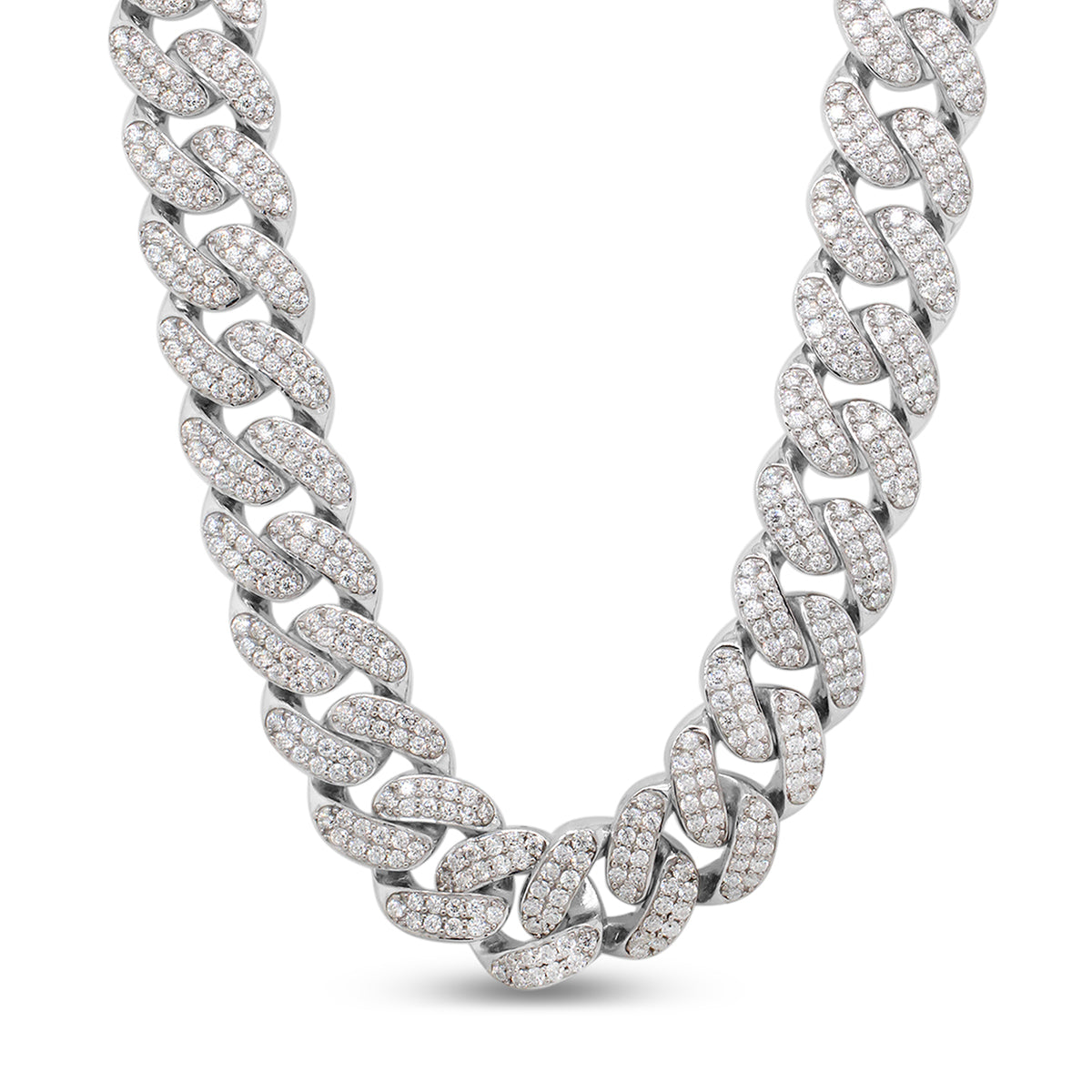 Load image into Gallery viewer, 19.25 Carat Round Lab Created Moissanite Diamond 22&amp;quot; Long 12MM Width Cuban Chain Necklace In 925 Sterling Silver Jewelry For Men
