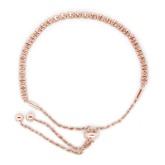 1 Carat Round Lab Created Moissanite Diamond Milgrain Adjustable Bolo Bracelet In 925 Sterling Silver