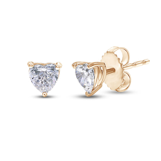 9/10 Carat Heart Shape EGL Certified Lab Grown Diamond Solitaire Stud Earring For Women In 925 Sterling Silver Or 10K Or 14K Solid Gold Jewelry