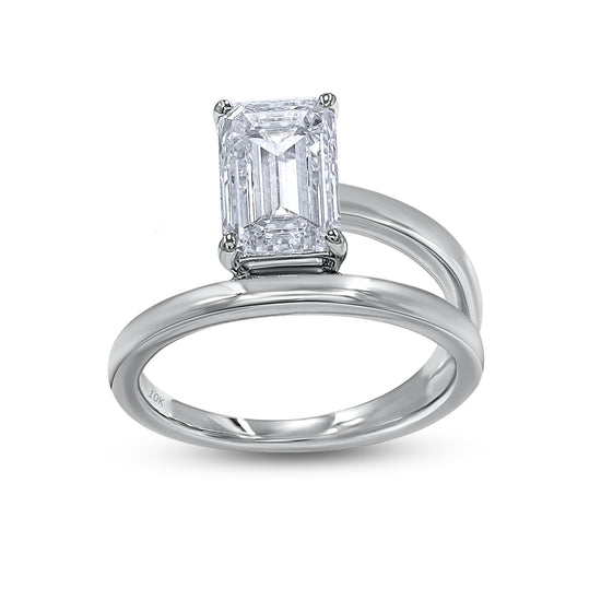 Radiant Cut EGL Certified Lab Grown Diamond Band And a half Solitaire Engagement Ring For Women In 10K Or 14K Solid Gold