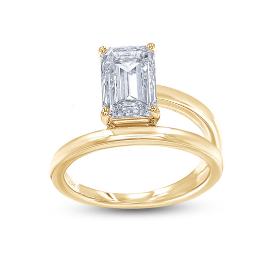 Radiant Cut EGL Certified Lab Grown Diamond Band And a half Solitaire Engagement Ring For Women In 10K Or 14K Solid Gold