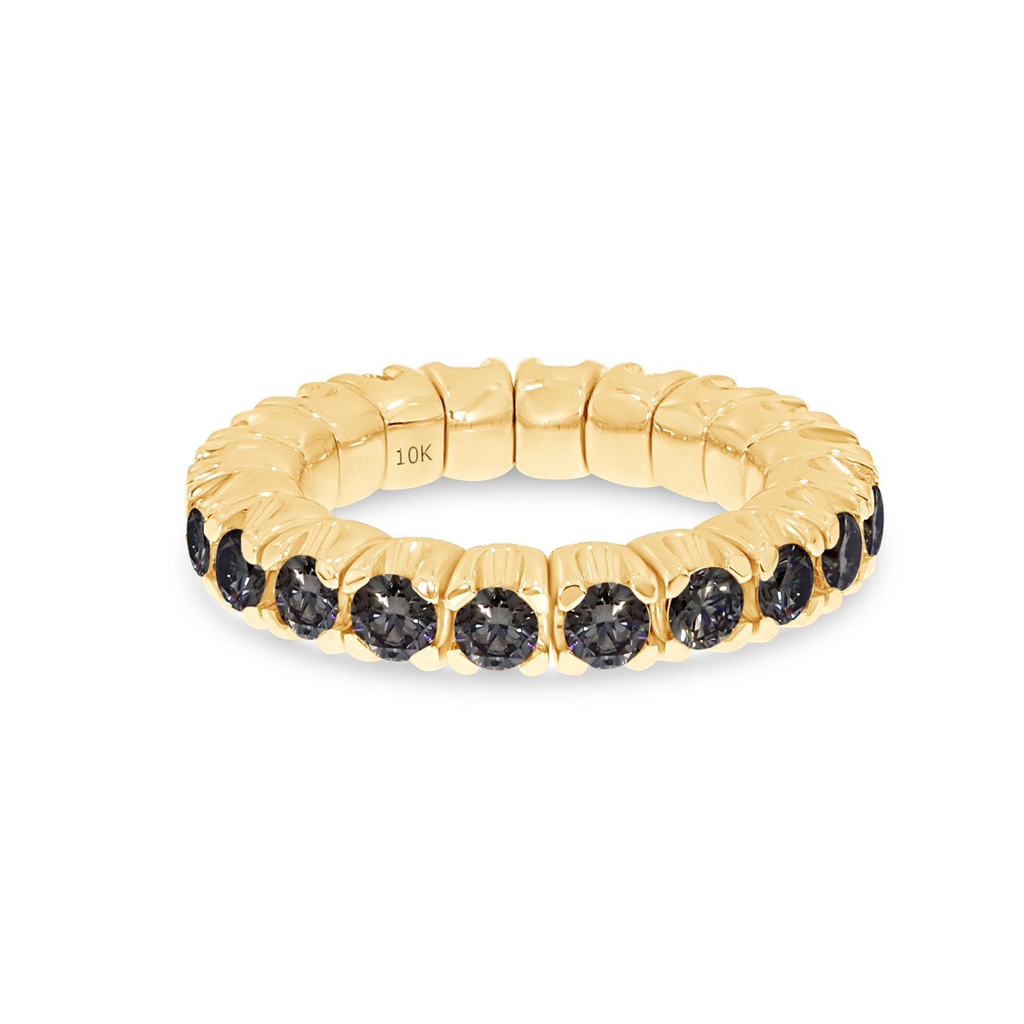 Round Cut Black EGL Certified Lab Grown Diamond Stretchable Eternity Engagement Ring For Women In 10K Or 14K Solid Gold Jewelry