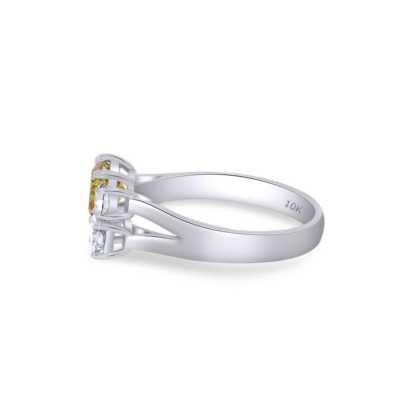 Yellow And White EGL Certified Lab Grown Diamond Adjustable Toi Et Moi 3-Stone Ring For Women In 10K Or 14K Solid Gold