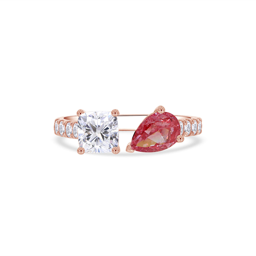 
                      
                        Pink & White IGI Certified Lab Grown Diamond Adjustable Half-Eternity Toi Et Moi Engagement Ring In 10K Or 14K Solid Gold
                      
                    